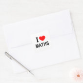 STICKER CARRÉ JE ❤️ MATHS J'AIME MATHS MATHS I HEART MATH (Enveloppe)