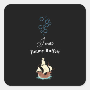 Sticker Carré Je me souviens du paradis Margaritaville Vous me m
