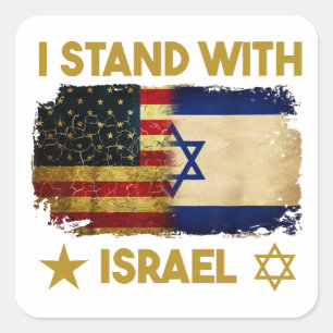 Sticker Carré Je me tiens avec Israël T-shirt Je me tiens avec I