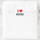 STICKER CARRÉ JE ❤️ MOOSE J'AIME MOOSE MOOSE JE COEUR MOOSE (Sac)