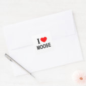 STICKER CARRÉ JE ❤️ MOOSE J'AIME MOOSE MOOSE JE COEUR MOOSE (Enveloppe)