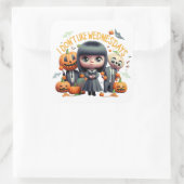 Sticker Carré Je n'aime pas les Halloweens de mercredi (Sac)