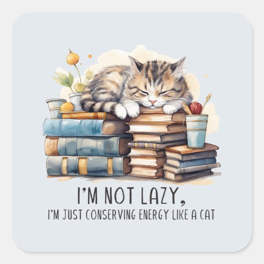 Sticker Carré Je ne suis pas un chat mignon (Devant)