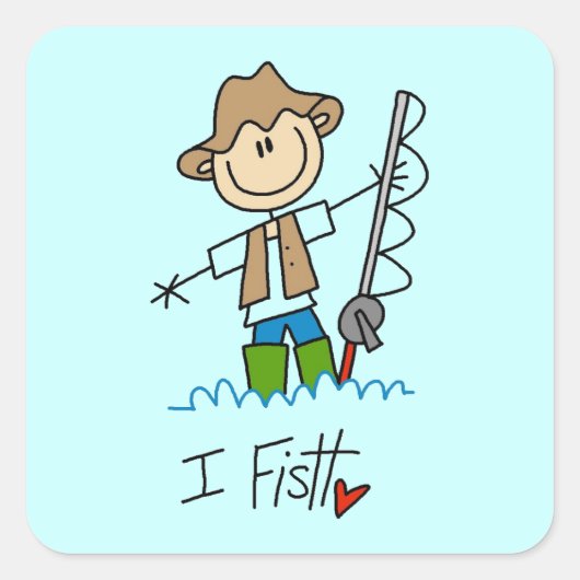 Sticker Carré Je pêche (Devant)