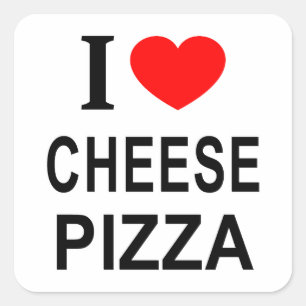 Sticker Carré Je ❤️ PIZZA AU FROMAGE J'AIME PIZZA AU FROMAGE JE