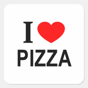 Sticker Carré Je ❤️ PIZZA J'AIME PIZZA J'AIME PIZZA