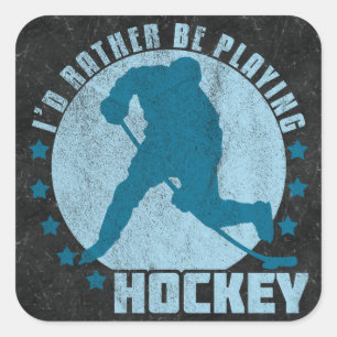 Sticker Carré Je préfère jouer au hockey