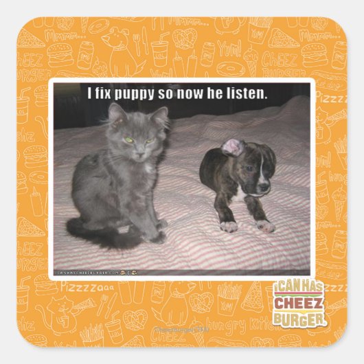 Sticker Carré Je répare le chiot (Devant)