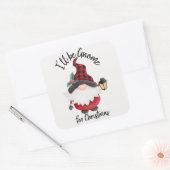 Sticker Carré Je serai Gnome pour Noël Fun Holiday (Enveloppe)
