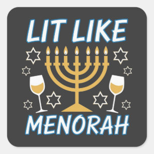 Sticker Carré Je suis allumé comme Menorah Hanukkah Menorah juiv