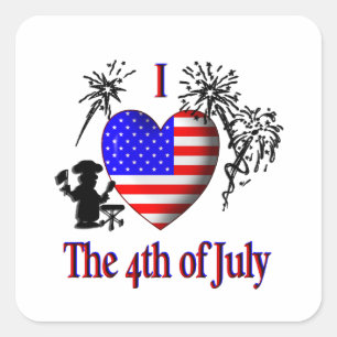 Sticker Carré Je suis amoureux du 4 juillet