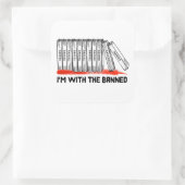 Sticker Carré Je suis avec les livres interdits (Sac)