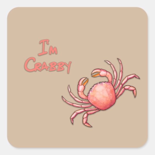 Sticker Carré Je suis Crabby (Devant)