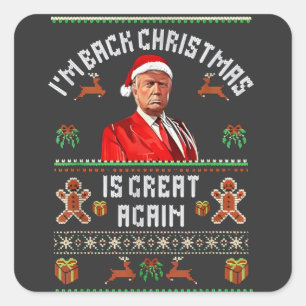 Sticker Carré Je suis de retour, Noël est à nouveau génial Élect
