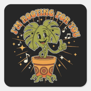 Sticker Carré "Je suis de tout cœur avec toi" Plante Monstera de