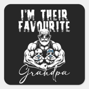 Sticker Carré Je suis là Grand-père préféré, Fête des pères