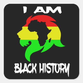 Sticker Carré Je suis le Mois de l'Histoire Noire Lion Afro-Amér