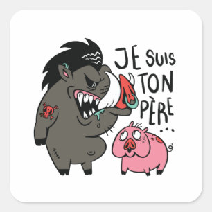 Sticker Carré Je suis ton père, le phacochère et le cochon