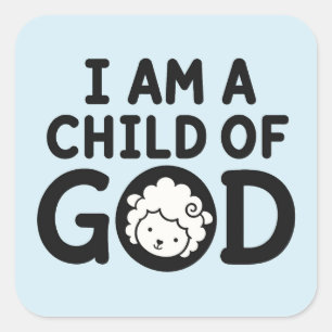Sticker Carré JE SUIS UN ENFANT DE DIEU Cadeau de Baby Shower