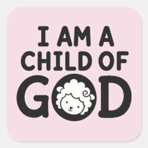 Sticker Carré JE SUIS UN ENFANT DE DIEU Cadeau de Baby Shower