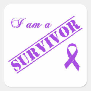 Sticker Carré Je suis un survivant - Crohns & Colitis Purple Rib
