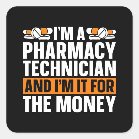 Sticker Carré Je suis un technicien en pharmacie Tech Médecine P (Devant)