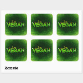 Sticker Carré Je Suis Vegan Écrit Avec Une Texture De Nature Gra (Feuille)