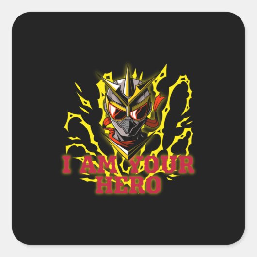 STICKER CARRÉ JE SUIS VOTRE HÉROS (Devant)