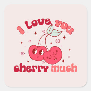Sticker Carré Je T'Aime Beaucoup Cherry