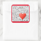 Sticker Carré Je t'aime dans plusieurs langues (Sac)