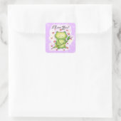 Sticker Carré "Je t'aime" Grenouille Heureuse Sainte-Valentin | (Sac)
