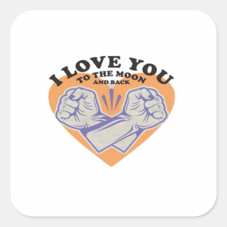 Sticker Carré Je t'aime jusqu'à la lune et retour Fond noir M