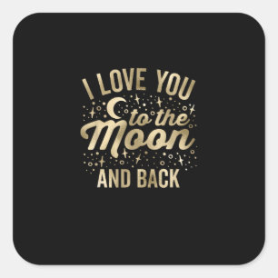 Sticker Carré Je t'aime jusqu'à la lune et retour Vintage Stars