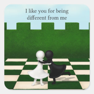 Sticker Carré "Je t'aime pour être différent de moi" Pawns