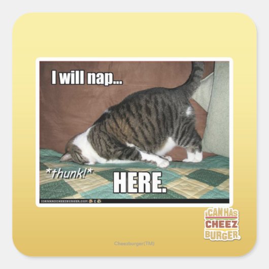 Sticker Carré Je vais faire la sieste ici (Devant)