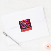 Sticker Carré JE VOUS AIME Coeurs rouge rose gothique dessin (Enveloppe)