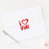 STICKER CARRÉ "JE VOUS AIME" FLEURS SUPER (Enveloppe)