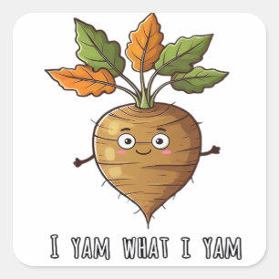 Sticker Carré Je Yam Ce Que Je Yam Mignonne Et Cosy Classe De De
