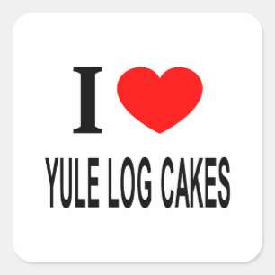 STICKER CARRÉ JE ❤️ YULE LOG GÂTEAUX J'AIME YULE LOG GÂTEAUX JE 