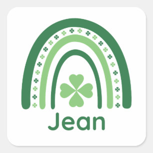 Sticker Carré Jean Nom Clover Boho Rainbow
