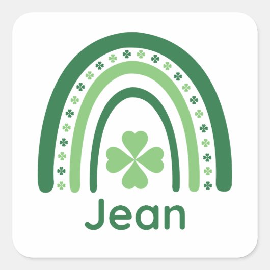 Sticker Carré Jean Nom Clover Boho Rainbow (Devant)