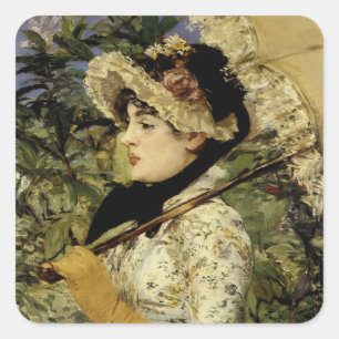 Sticker Carré Jeanne : Printemps 1881 par Manet