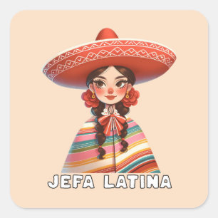 Sticker Carré Jefa Latina Latinx possède une petite entreprise