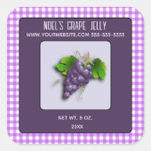 Sticker Carré Jelly de raisin modifiable (Devant)