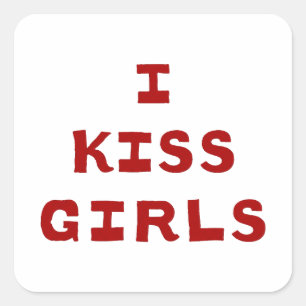 Sticker Carré J'Embrasse les Filles Typographie Rouge Gras Sapph