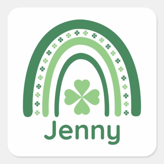 Sticker Carré Jenny Nom Clover Boho Rainbow (Devant)