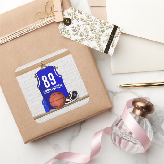 Sticker Carré Jersey Blue and White Basketball (Cadeaux)