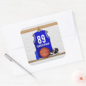 Sticker Carré Jersey Blue and White Basketball (Enveloppe)