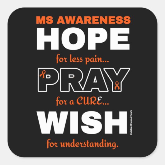 Sticker Carré J'espère que je souhaite...MS (Devant)