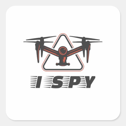 Sticker Carré J'espionne pour les pilotes de drones et les amour (Devant)